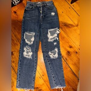 PacSun High Rise Straight Distressed Blue Jeans